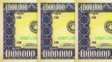 Amerika Birleşik Devletleri 'nin hatıra banknotu üzerinde Özgürlük Anıtı resmi olan 1000.000 dolar. Bir milyon dolar. ABD parası