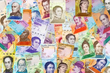 Venezuela Bolivar banknotu. Venezuela parası. Kağıt para arkaplanı.