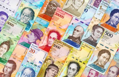 Venezuela Bolivar banknotu. Venezuela parası. Kağıt para arkaplanı.