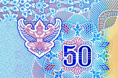 50 Tayland Baht Polimer Banknotunun Yakın Çekimi - Tayland Resmi Para Birimi