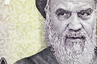 İran 10.000 Rial Banknote Ayetullah Humeyni. İran Ulusal Para Birimi. İran 'ın ruhani lideri..