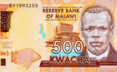 Malawi 500 Kwacha Banknote Rahip John Chilembwe sunar. Afrika 'nın parası. Malavi 'nin Kağıt Parası