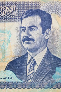 1994 'ten kalma 100 Dinar Irak banknotunda Saddam Hüseyin' in portresi vardı. Irak 'ın klasik parası. Asya para birimi.