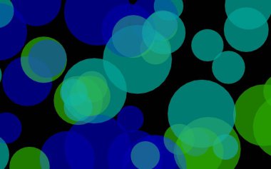Koyu bir arka plan üzerinde çok renkli yarı saydam daireler. Yeşil tonları. 3d illüstrasyon