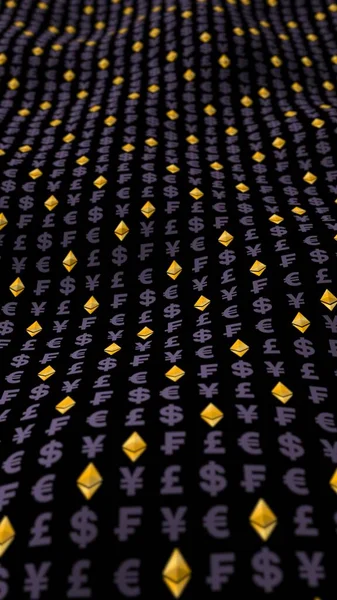 Ethereum Classic Валюти Темному Фоні Цифровий Криптовий Символ Валютний Хвильовий — стокове фото