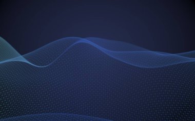 Mavi arka planda soyut manzara. Siber uzay şebekesi. merhaba teknoloji ağı. 3d teknoloji illüstrasyon. Alan derinliği. 3d illüstrasyon