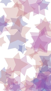 Beyaz arkaplanda çok renkli yarı saydam yıldızlar. Dikey görüntü yönlendirmesi. 3B illüstrasyon