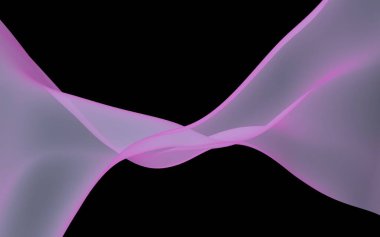 Soyut dalga. Eşarp. Siyah arka plan üzerinde parlak şerit. Soyut duman. Raster hava arka planı. 3d illüstrasyon