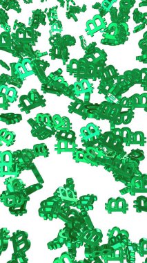 Beyaz arka planda dijital para birimi sembolü Bitcoin. Bitcoin düşüşü. Sanal ekranda kripto para birimi grafiği. İş, finans ve teknoloji kavramı. 3B illüstrasyon