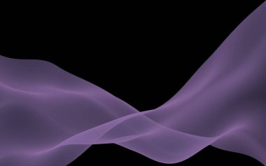 Soyut mor dalga. Raster hava arka planı. Koyu arka planda parlak gri şerit. Gri atkı. Soyut gri duman. 3d illüstrasyon