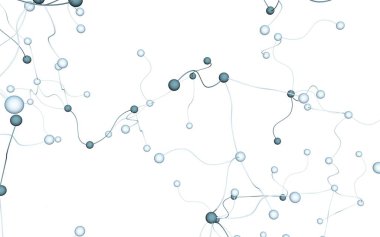 Sinir ağı. Sosyal ağ. Fütüristik DNA, deoksiribonükleik asit. Soyut molekül, hücre illüstrasyonu, miselyum. Açık arka plan. 3d illüstrasyon