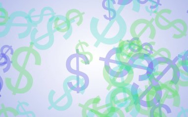 Beyaz arka planda saydam dolar işaretleri var. 3B illüstrasyon