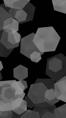 Koyu arka plan üzerinde çok renkli gri yarı saydam altıgenler. Dikey görüntü yönlendirmesi. 3d illüstrasyon