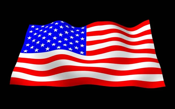 Flagge Der Vereinigten Staaten Von Amerika Auf Dunklem Hintergrund Schwenkend — Stockfoto