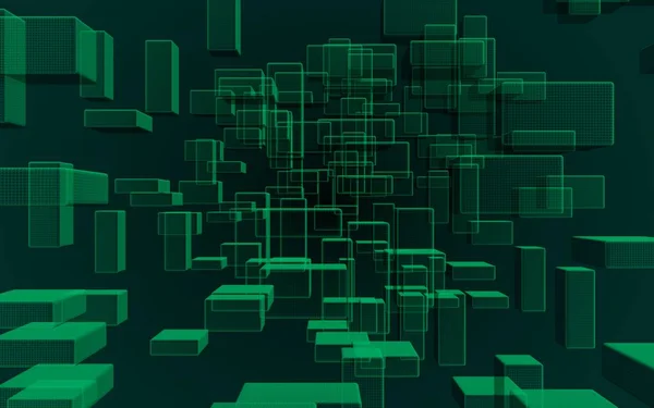 Green Dark Abstract Digital Technology Background Pattern Repeating Rectangles Illustration — Stock Photo, Image