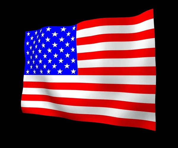 Machająca Flaga Stanów Zjednoczonych Ameryki Ciemnym Tle Gwiazdy Paski Stanowy — Zdjęcie stockowe