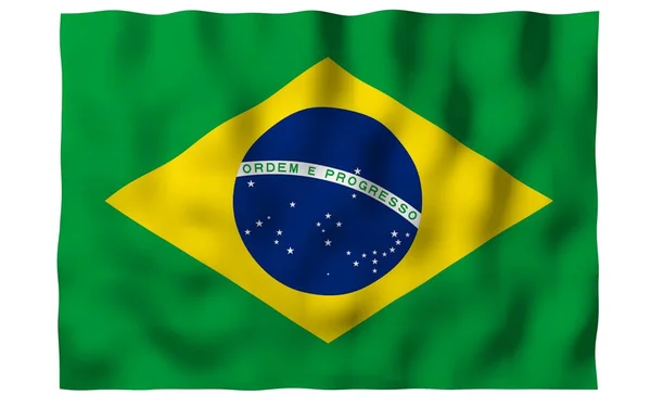 Ondeando Bandera Brasil Ordem Progresso Orden Progreso Río Janeiro Sudamérica — Foto de Stock