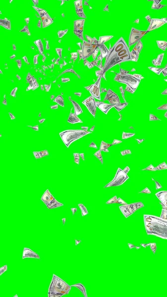 Flying Dollars Banknotes Isolated Chromakey Money Flying Air 100 Banknotes — Stock Photo, Image