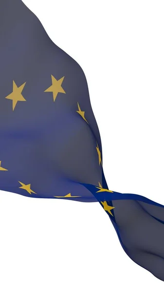 Licht Zwaaiende Vlag Van Europese Unie Geïsoleerd Witte Achtergrond Weergave — Stockfoto