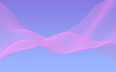 Mavi gökyüzü soyut arka plan pembe dalga. Çırpınan pembe atkı. Rüzgar pembesi kumaşa el sallıyor. 3d illüstrasyon