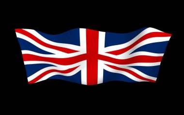 Büyük Britanya bayrağını sallıyor. İngiliz bayrağı. Büyük Britanya ve Kuzey İrlanda Birleşik Krallığı. Birleşik Krallık 'ın sembolü. 3B illüstrasyon