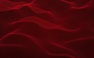 Kırmızı arka planda soyut manzara. Siber uzay şebekesi. merhaba teknoloji ağı. 3d illüstrasyon