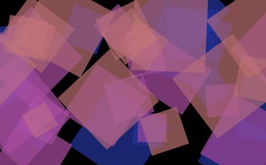 Koyu arka plan üzerinde çok renkli yarı saydam kareler. Pembe tonları. 3d illüstrasyon