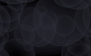 Soyut siyah arkaplan. Koyu şeffaf baloncuklu arkaplan. 3B illüstrasyon