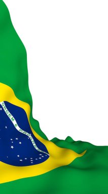 Brezilya bayrağı sallayarak. Ordem e Progresso. Sipariş ve ilerleme. Rio de Janeiro. Güney Amerika. Devlet sembolü. 3D çizim