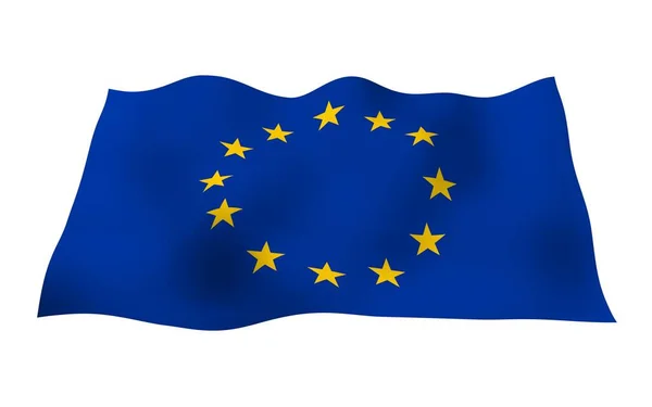 Levemente Acenando Bandeira União Europeia Isolado Fundo Branco Renderização Símbolo — Fotografia de Stock