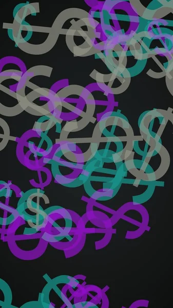 Многоцветные Полупрозрачные Долларовые Знаки Тёмном Фоне Зеленые Тона Иллюстрация — стоковое фото