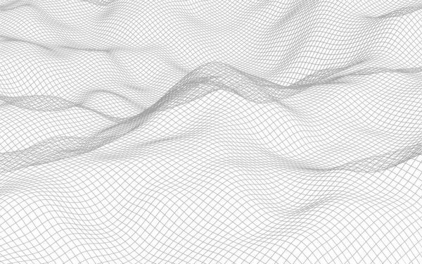 Abstract landscape on a white background. Cyberspace grid. hi tech network. 3d illustration