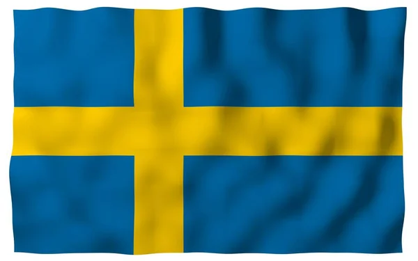 Sveriges Flagga Officiell Statssymbol För Konungariket Sverige Ett Blått Fält — Stockfoto