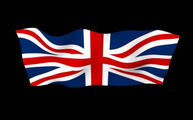 Büyük Britanya bayrağını sallıyor. İngiliz bayrağı. Büyük Britanya ve Kuzey İrlanda Birleşik Krallığı. Birleşik Krallık 'ın sembolü. 3B illüstrasyon