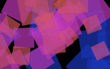 Koyu arka plan üzerinde çok renkli yarı saydam kareler. Pembe tonları. 3d illüstrasyon