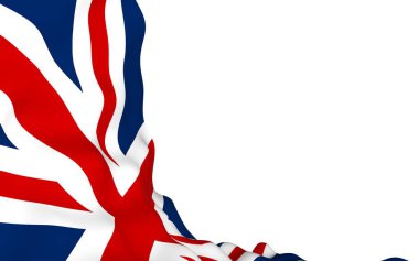 Büyük Britanya bayrağı sallayarak. İngiliz bayrağı. Birleşik Krallık of Büyük Britanya ve Kuzey İrlanda. İngiltere'de devlet sembolü. 3D çizim