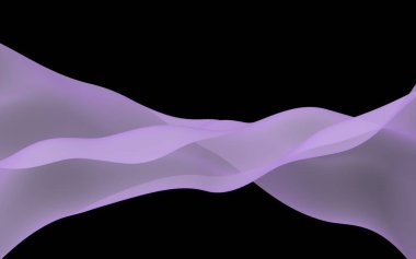 Soyut dalga. Eşarp. Siyah arka plan üzerinde parlak şerit. Soyut duman. Raster hava arka planı. 3d illüstrasyon