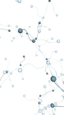 Sinir ağı. Sosyal ağ. Fütüristik DNA, deoksiribonükleik asit. Soyut molekül, hücre illüstrasyonu, miselyum. Beyaz arka plan. 3d illüstrasyon
