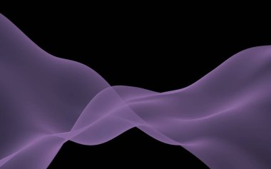 Soyut mor dalga. Raster hava arka planı. Koyu arka planda parlak gri şerit. Gri atkı. Soyut gri duman. 3d illüstrasyon