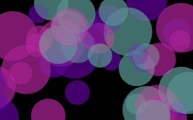 Koyu bir arka plan üzerinde çok renkli yarı saydam daireler. Pembe tonları. 3d illüstrasyon