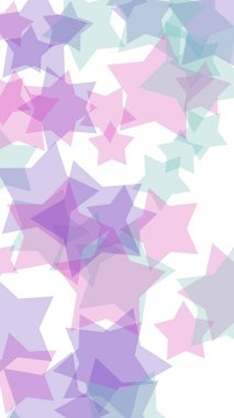 Beyaz arka plan üzerinde çok renkli yarı saydam yıldızlar. Pembe tonları. 3d illüstrasyon