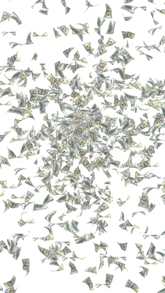 Billetes Dólares Voladores Aislados Sobre Fondo Blanco Dinero Vuela Aire — Foto de Stock