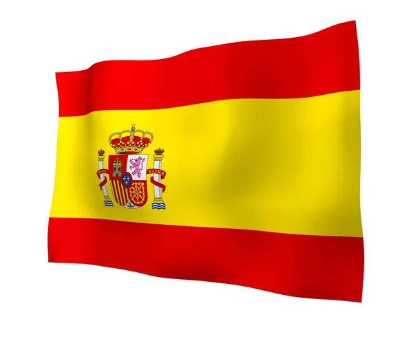 西班牙的国旗 西班牙王国的官方国家象征 体育网页 语文课程 设计元素 3D说明 — 图库照片