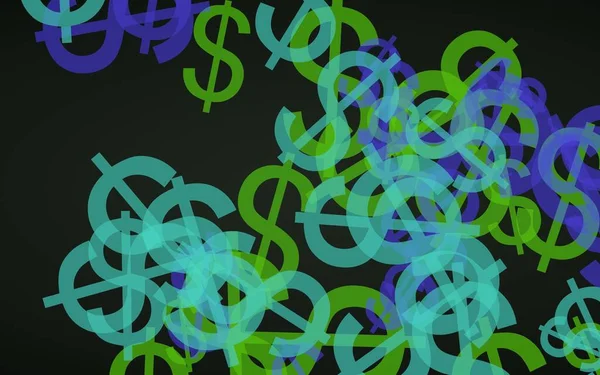 Multicolored Translucent Dollar Signs Dark Background Green Tones Illustration — Stock Photo, Image