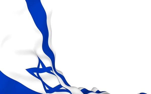 イスラエルの旗 イスラエル国家の象徴 白いフィールド上の2つの水平方向の青の縞の間にデビッドの青い星 3Dイラスト — ストック写真