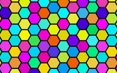 Petek çok renkli, çok renkli. Biyometrik geometri. 3d illüstrasyon