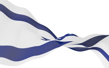 İsrail bayrağı. İsrail Devleti 'nin devlet sembolü. Beyaz bir alanda iki yatay mavi çizgi arasında mavi bir Davut Yıldızı. 3d illüstrasyon