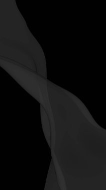 Siyah soyut arka plan. Kanat çırpan siyah eşarp. Rüzgâr siyah kumaşında sallanıyor. Dikey oryantasyon. 3B illüstrasyon