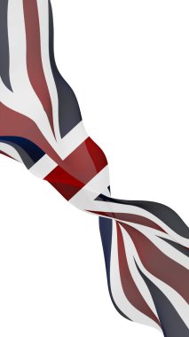 Büyük Britanya bayrağı sallayarak. İngiliz bayrağı. Birleşik Krallık of Büyük Britanya ve Kuzey İrlanda. İngiltere'de devlet sembolü. 3D çizim