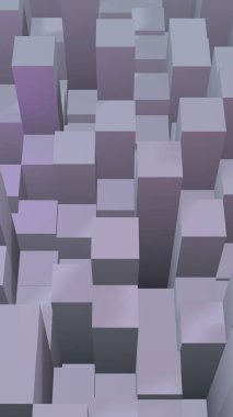 Soyut pembe gri zarif küp geometrik arka plan. Kaotik olarak gelişmiş dikdörtgen çubuklar. 3d Rendering, 3d illüstrasyon